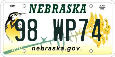 NE license plate 98WP74