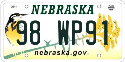 NE license plate 98WP91
