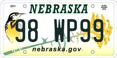 NE license plate 98WP99