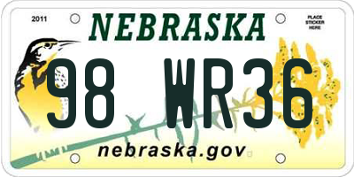 NE license plate 98WR36