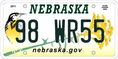 NE license plate 98WR55