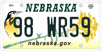 NE license plate 98WR59
