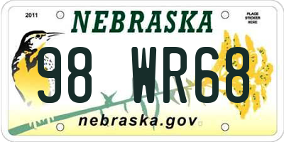 NE license plate 98WR68