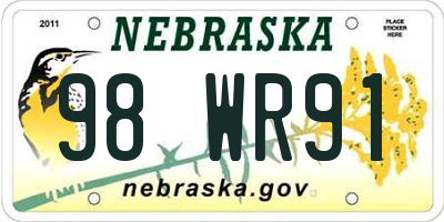 NE license plate 98WR91