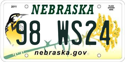 NE license plate 98WS24