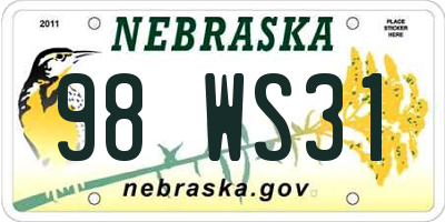 NE license plate 98WS31