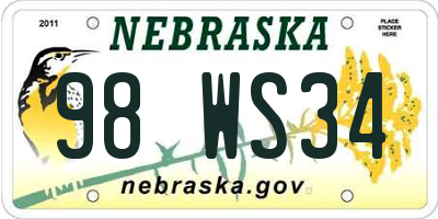 NE license plate 98WS34