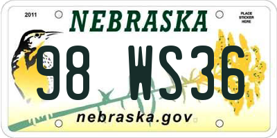NE license plate 98WS36