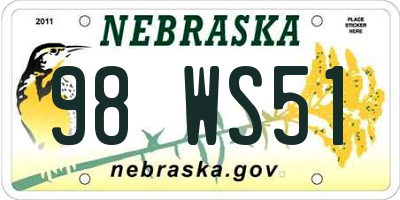 NE license plate 98WS51