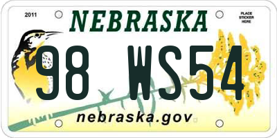 NE license plate 98WS54