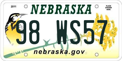 NE license plate 98WS57