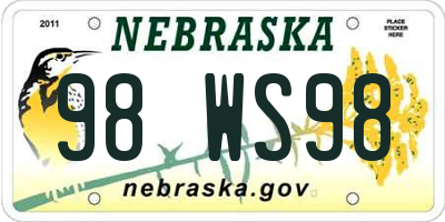 NE license plate 98WS98