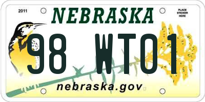 NE license plate 98WT01