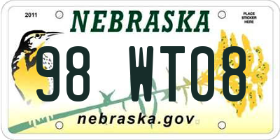 NE license plate 98WT08