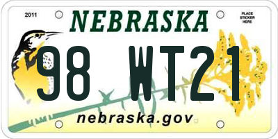 NE license plate 98WT21