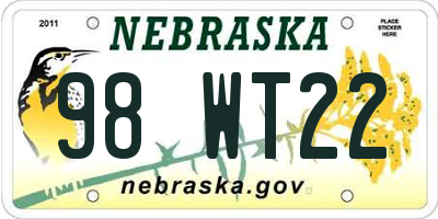 NE license plate 98WT22