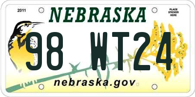 NE license plate 98WT24