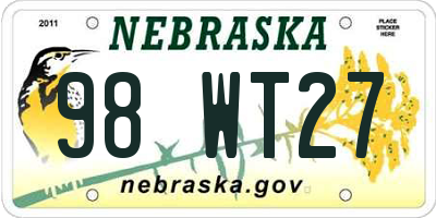 NE license plate 98WT27