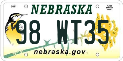 NE license plate 98WT35