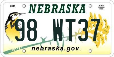 NE license plate 98WT37