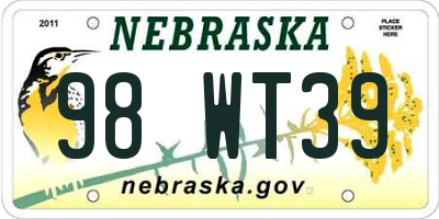NE license plate 98WT39