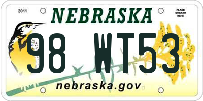 NE license plate 98WT53