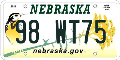 NE license plate 98WT75