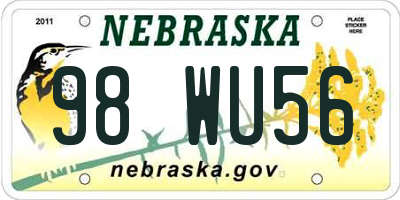 NE license plate 98WU56