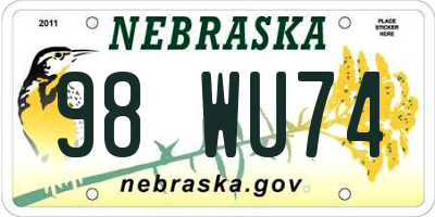 NE license plate 98WU74