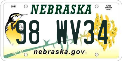 NE license plate 98WV34
