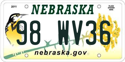 NE license plate 98WV36