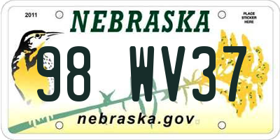 NE license plate 98WV37
