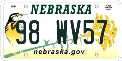 NE license plate 98WV57