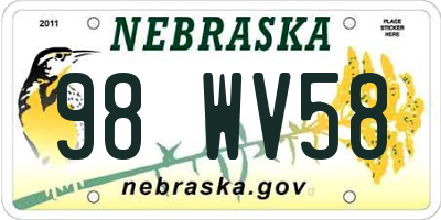 NE license plate 98WV58