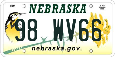 NE license plate 98WV66
