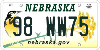 NE license plate 98WW75