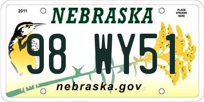 NE license plate 98WY51
