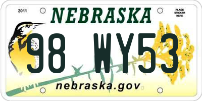 NE license plate 98WY53