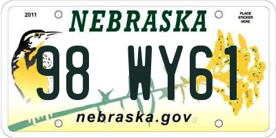 NE license plate 98WY61