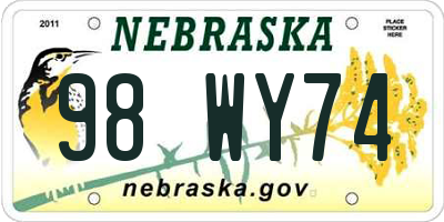 NE license plate 98WY74