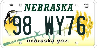 NE license plate 98WY76