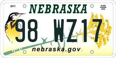 NE license plate 98WZ17
