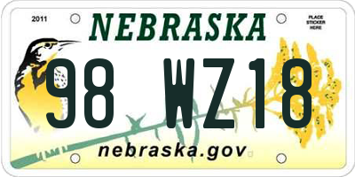 NE license plate 98WZ18