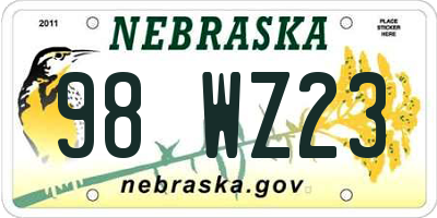 NE license plate 98WZ23