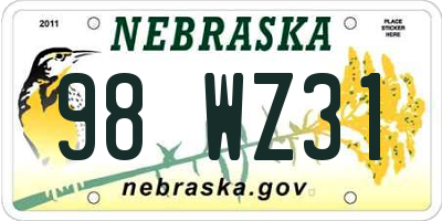 NE license plate 98WZ31