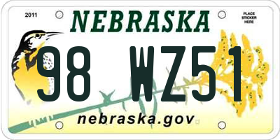 NE license plate 98WZ51
