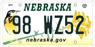 NE license plate 98WZ52
