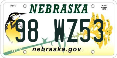 NE license plate 98WZ53