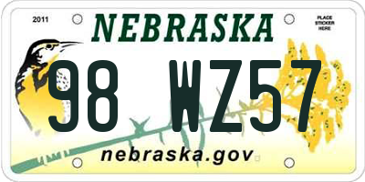 NE license plate 98WZ57