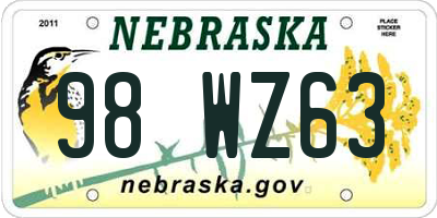 NE license plate 98WZ63